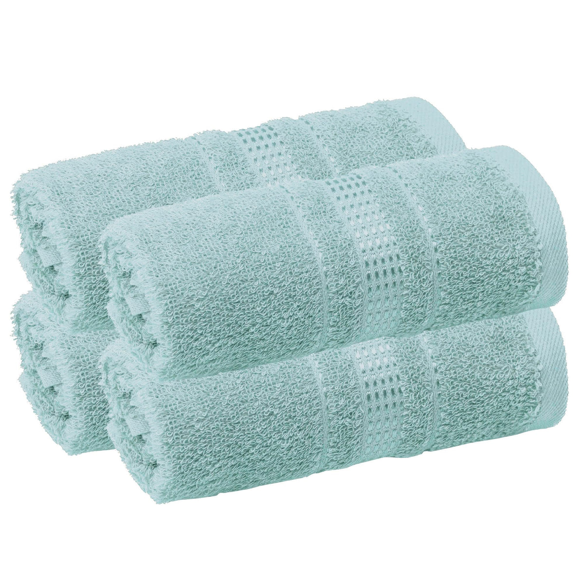 Melissa Linen Fingertip Towels 4 Pack, 100% Turkish Cotton, Small Hand Towels for Body and Face, 12 x 18 in, Soft and Absorbent, Quick Dry, Aqua Green (Light Teal/Seafoam)
