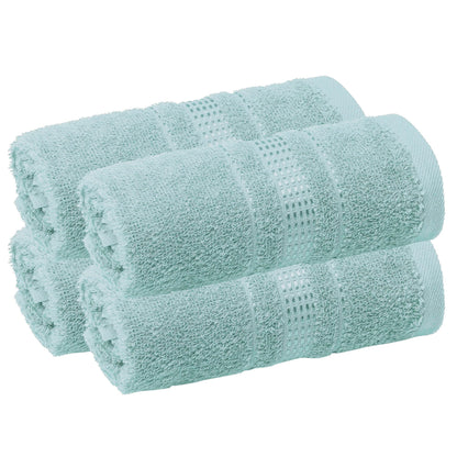 Melissa Linen Fingertip Towels 4 Pack, 100% Turkish Cotton, Small Hand Towels for Body and Face, 12 x 18 in, Soft and Absorbent, Quick Dry, Aqua Green (Light Teal/Seafoam)