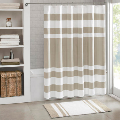 Madison Park Arbor Waffle Shower Curtain for Bathroom, 72 x 72, Beige