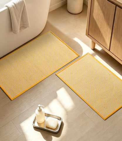 YIHOUSE Black Bathroom Rugs Sets 2 Pieces,Thin Bath Mat Quick Dry