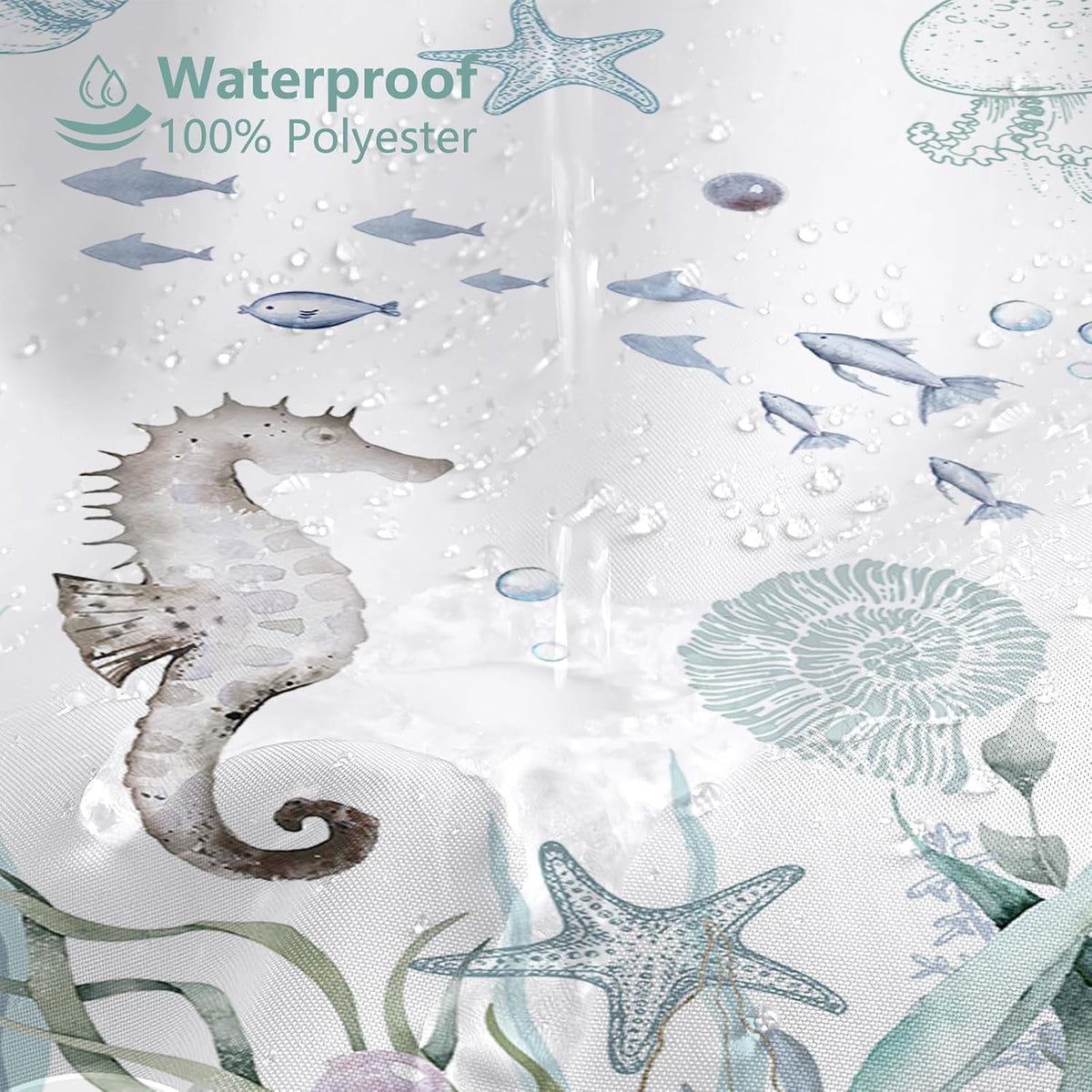 MEHOFOND Nautical Shower Curtain Coral Seashell Beach Shower Curtains for Bathroom Decor Under The Sea Themed Bathroom Shower Washable Durable Fabric Shower Curtains 72x72 in