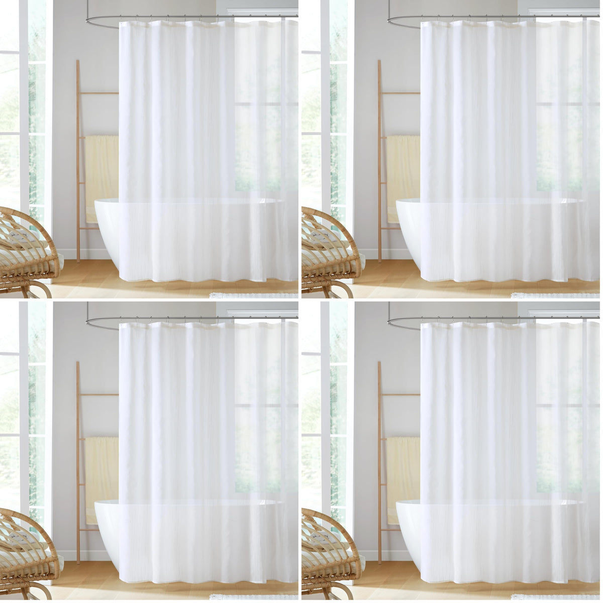 Madison Park Anna Sheer Shower Curtain for Bathroom, 72 x 72, Ivory