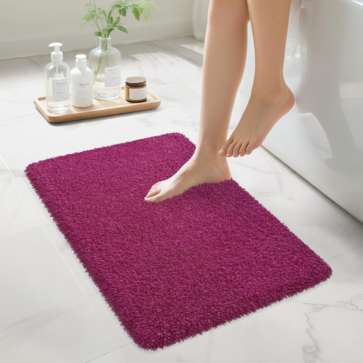 Pink Bathroom Rugs Non Slip 30"x20",Absorbent Bath Mat Quick Dry