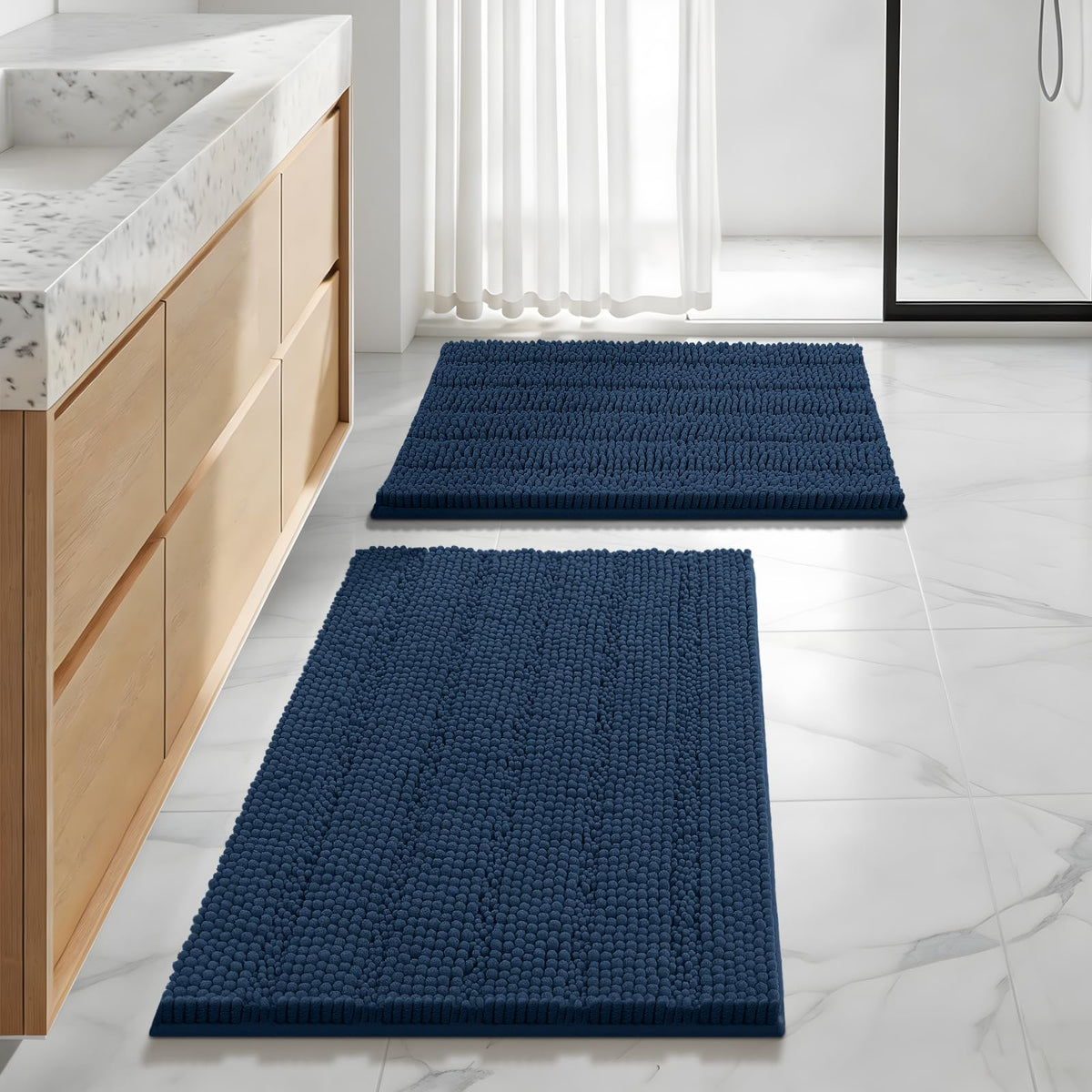 Bcoimo Bath Rug Mat,48x24 High Absorbent Latte Long Bathroom Runner Rugs