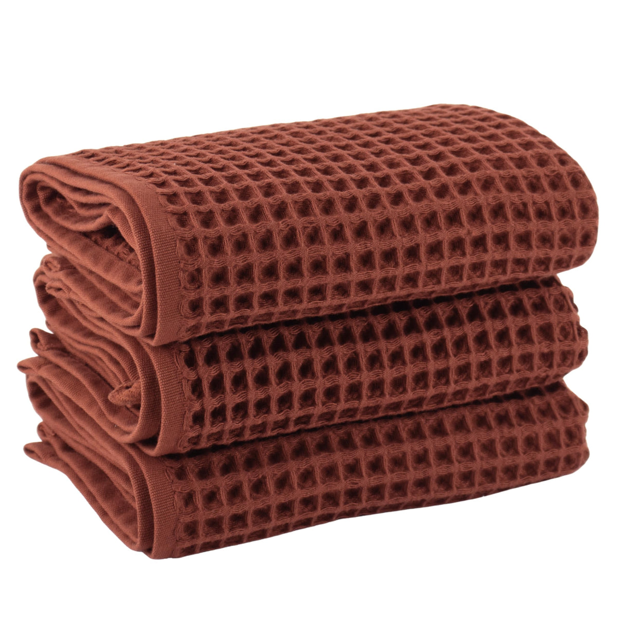 PÜSKÜL Natural 100% Turkish Cotton Waffle Hand and Kitchen Towels Set of 3