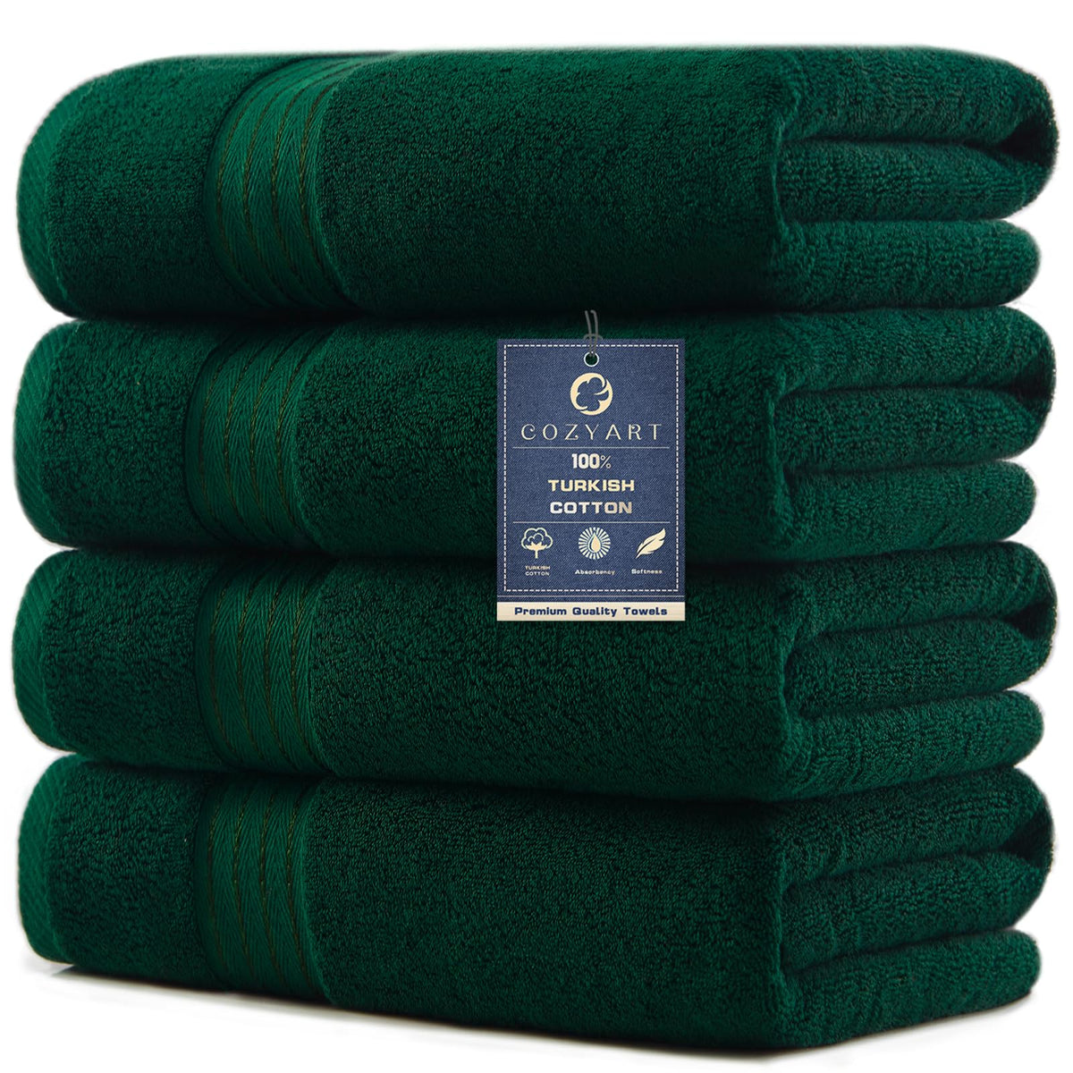 COZYART Luxury Bath Towels 4 PCS, 27x54 650 GSM Turkish Cotton Burnt Orange