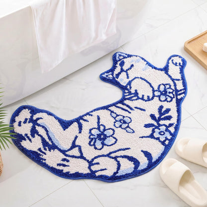 TRUEDAYS Sardine Bath Mat, Cute Bath Mat for Bathroom 20x30 Inch, Blue