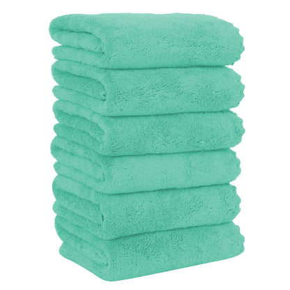 MOONQUEEN 6 Pack Premium Hand Towels - Quick Drying - Microfiber Coral Velvet Highly Absorbent Towels - Multipurpose Use as Hotel, Bathroom, Shower, Spa, Hand Towel 16 x 28 inches (Brown)