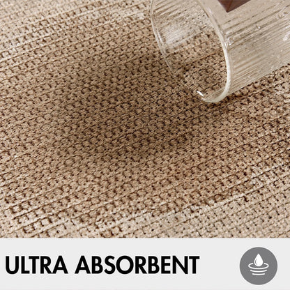 MIULEE Bathroom Rugs Set 2 Pieces, Thin Bath Mats Beige 17"x27"+20"x32"