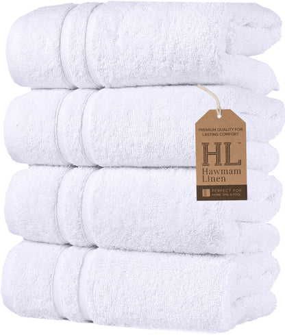 Hawmam Linen Cream 6 Piece Bath Towels Set for Bathroom Original Turkish Cotton Soft, Absorbent and Premium 2 Bath Towels, 2 Hand Towels, 2 Washcloths (Sea Salt)