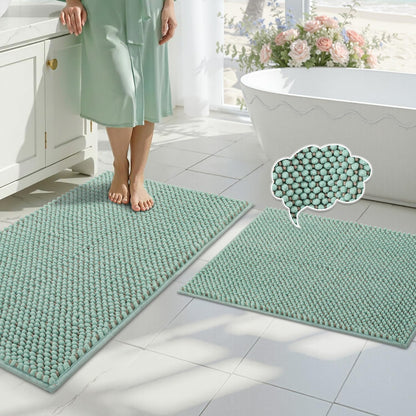 BSICPRO Bathroom Rugs Set 2 Piece, Light Blue, 20"x32" + 16"x24"