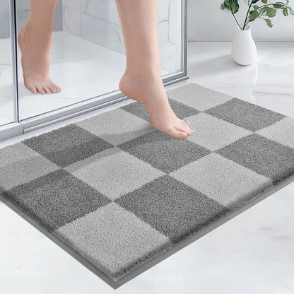 PURRUGS Bathroom Rug Non-Slip Machine Washable 24" x 36", Super Absorbent and Quick-Dry Bath Mat, Extra Soft and Plush Bath Rug for Shower, Bathtub and Sink, Grayish Brown & Coffee