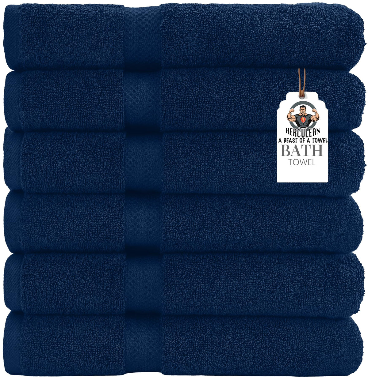 HERCULEAN Premium Bath Towels 24 x 48 Pack of 6 | Quick Dry and Highly Absorbent | 100% Cotton Terry Towels for Bathroom - Perfect for Shower - Pool and Spa - Luxury Soft Towels - Charcoal Grey