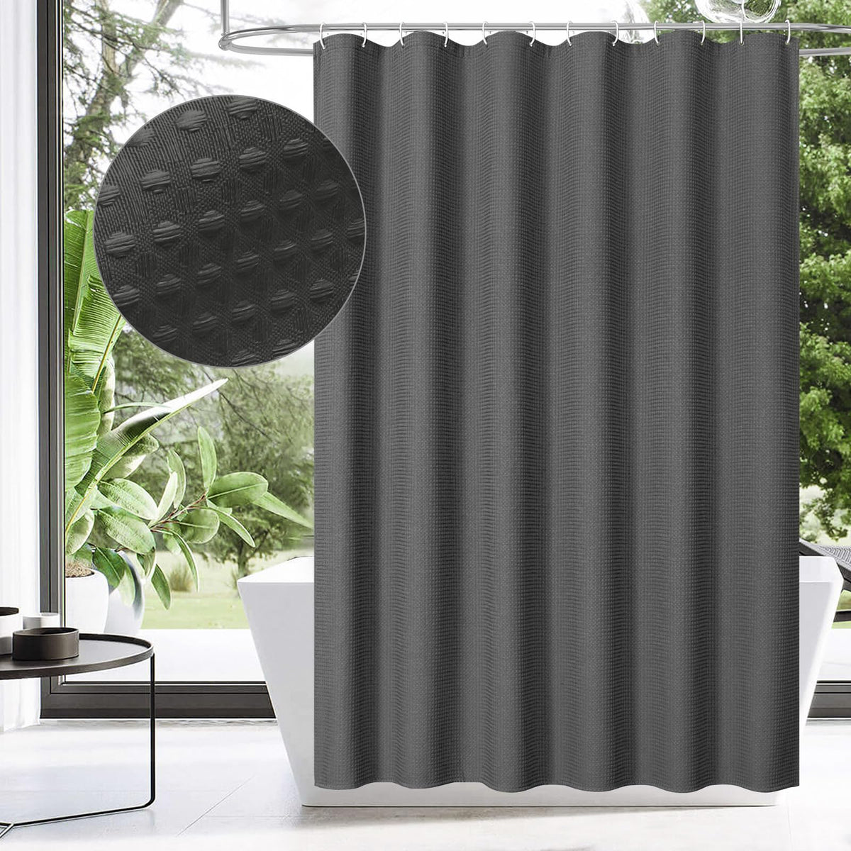 Sage Green Luxury Heavyweight Textured Fabric Shower Curtain Hotel,72x72