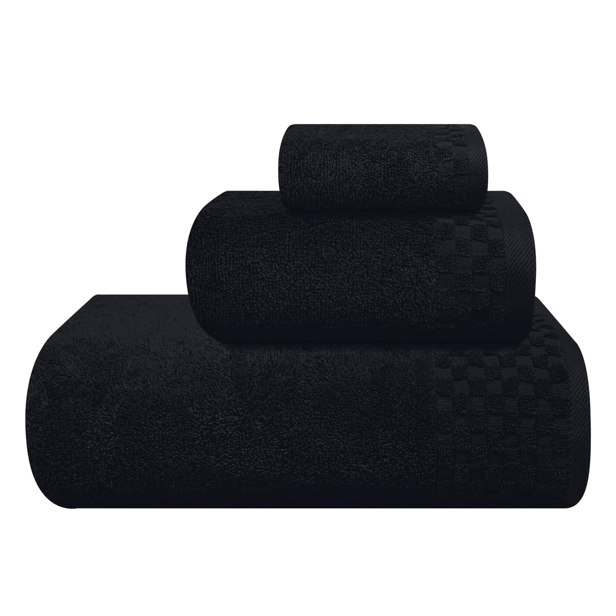 MyOwn Premium Cotton 6 Pack Towel Set for Bathroom, Contains 2 Bath Towels 28x55 inch, 2 Hand Towels 16x24 inch & 2 Wash Coths 12x12 inch, Ideal Everyday use, Compact & Lightweight - Black
