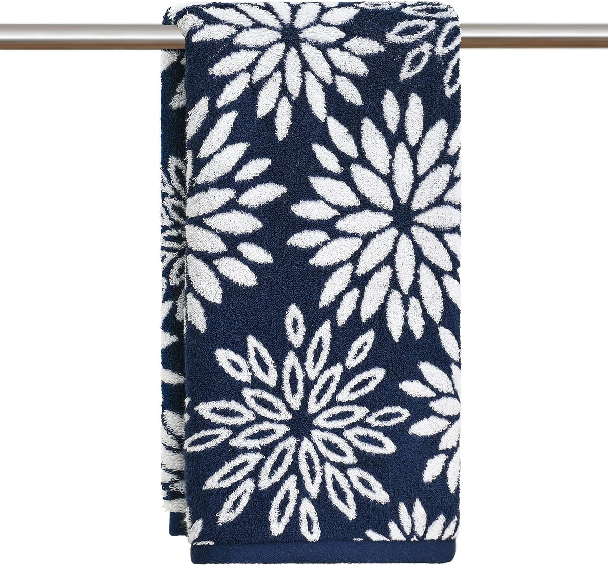 Artoid Mode 2 Pcs Beige Olive Green Dahlia Floral Jacquard Hand Towels for Bathroom, Cotton Soft Absorbent Bathroom Decor Towels, 13.7 x 29.5 Inch