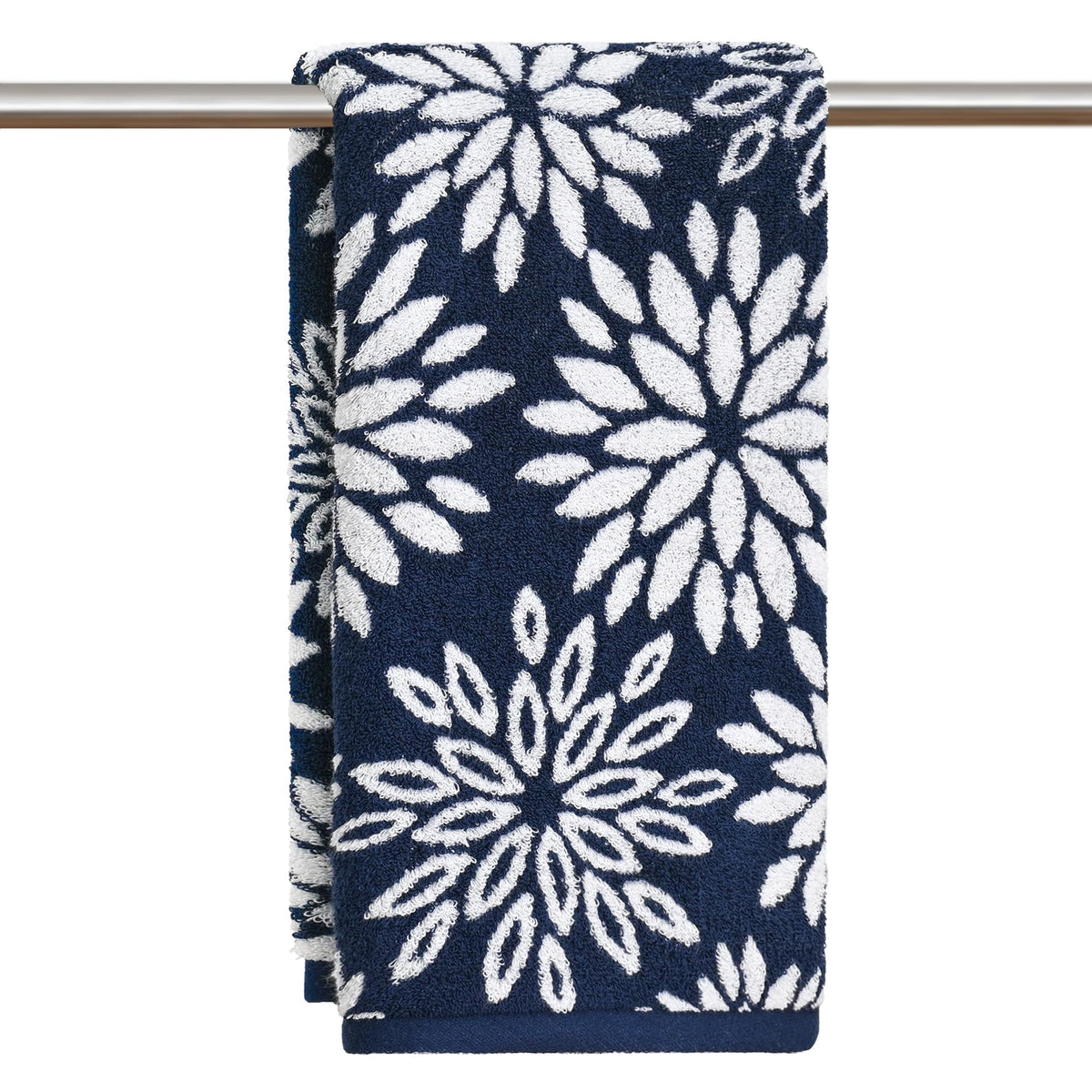 Artoid Mode 2 Pcs Beige Olive Green Dahlia Floral Jacquard Hand Towels for Bathroom, Cotton Soft Absorbent Bathroom Decor Towels, 13.7 x 29.5 Inch