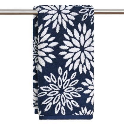 Artoid Mode 2 Pcs Beige Olive Green Dahlia Floral Jacquard Hand Towels for Bathroom, Cotton Soft Absorbent Bathroom Decor Towels, 13.7 x 29.5 Inch
