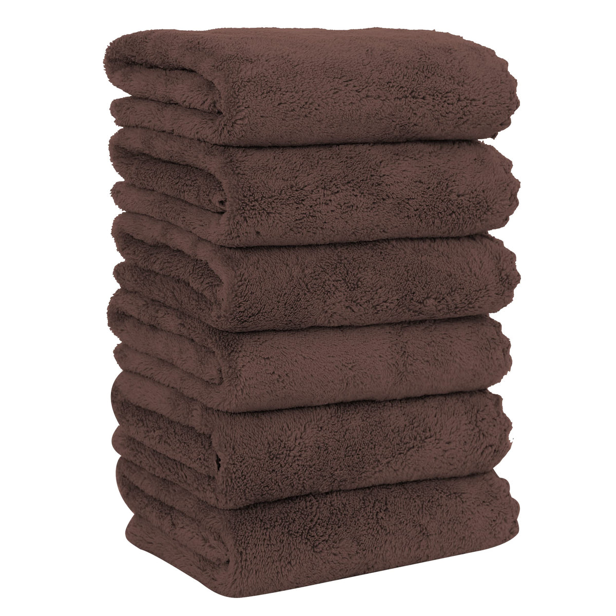 MOONQUEEN 6 Pack Premium Hand Towels - Quick Drying - Microfiber Coral Velvet Highly Absorbent Towels - Multipurpose Use as Hotel, Bathroom, Shower, Spa, Hand Towel 16 x 28 inches (Brown)