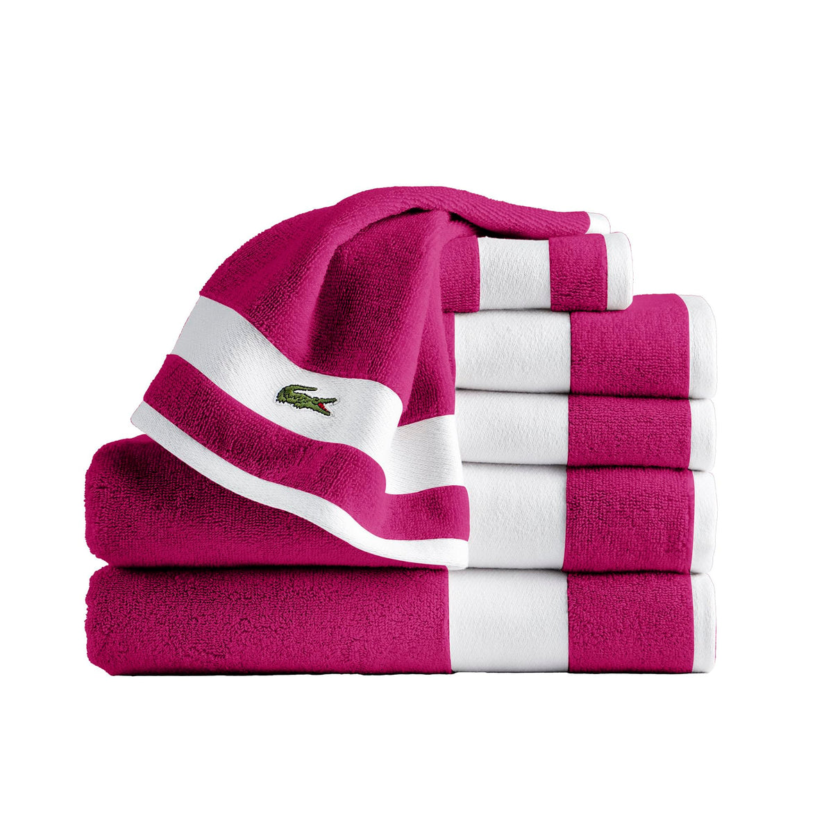 Lacoste Sport Stripe 100% Cotton 6-Piece Towel Set, Meteorite