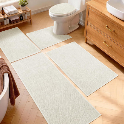 YIHOUSE Gray Bathroom Rugs Sets 3 Piece, Quick Dry Thin Bath Mat with Toilet Rug, Non Slip Absorbent Machine Washable, Bath Runner Rugs for Bathtub Sink Home Decor