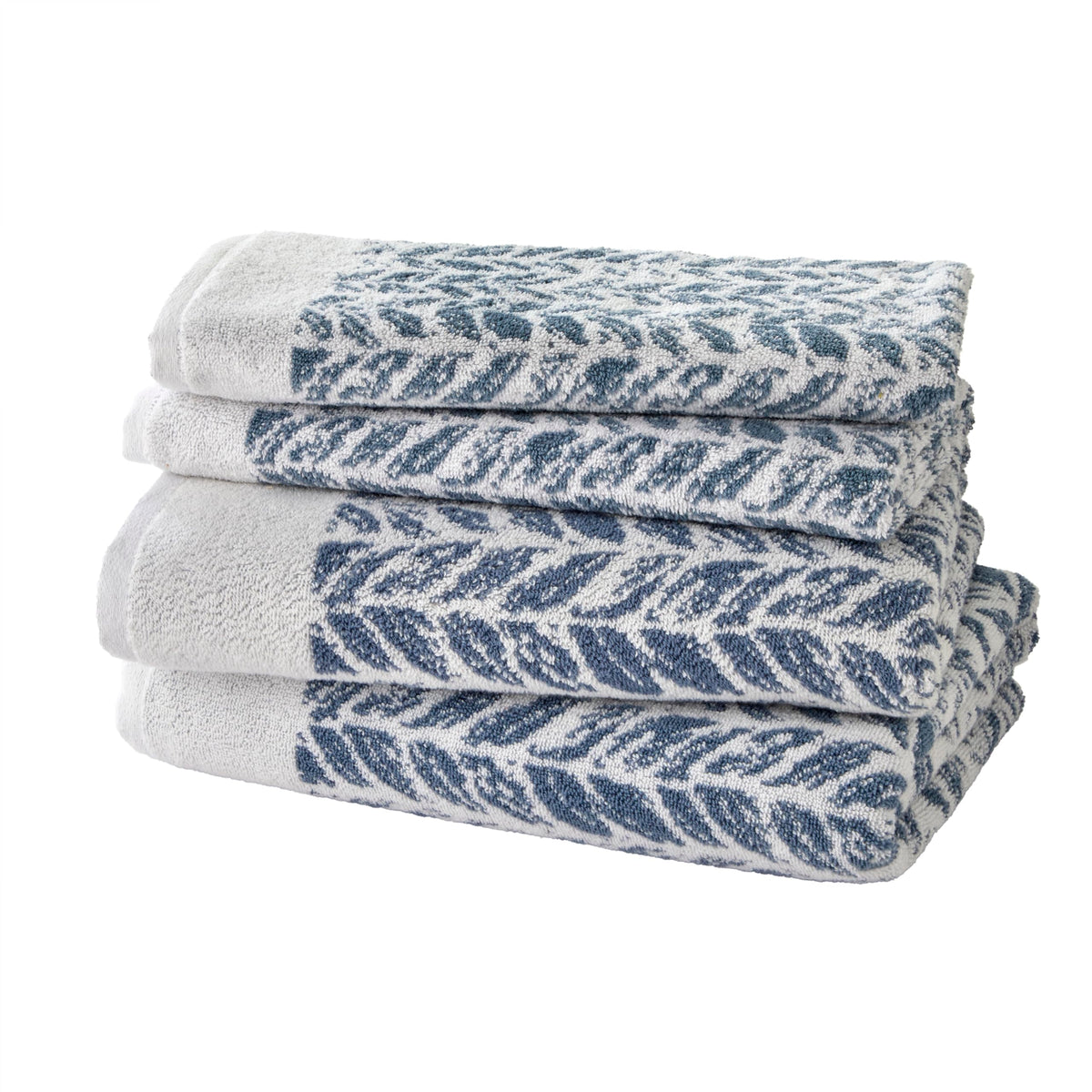 SKL Home Distressed Leaves Hand Towel Set-2pc, Turkish Cotton, Denim Blue