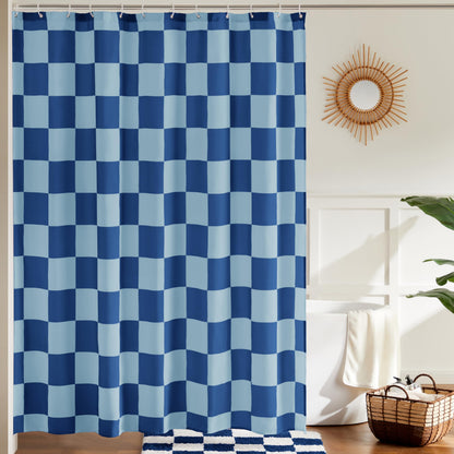 Ohocut Checkered Shower Curtain, Light Blue Shower Curtains for Bathroom, Cute Retro Checkboard Shower Curtain Vintage Aesthetic, Washable Fabric Bath Curtain 72''x72''