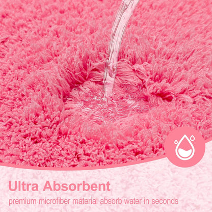 Pink Bathroom Rugs Non Slip 30"x20",Absorbent Bath Mat Quick Dry