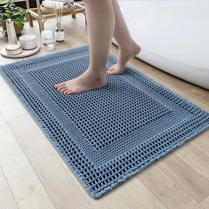AMOAMI Waffle Bath Mat, Absorbent Bathroom Rugs Non Slip 24''x36'' Beige