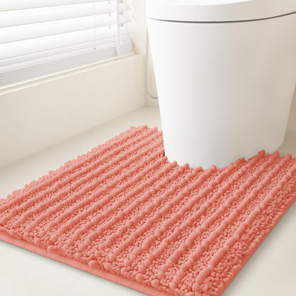 ACCUMTEK Upgrade Extra Large Black Bathroom Rug Set 3 Pieces Ultra Soft, Thick Absorbent Bath Mats, Non Slip Chenille Toilet Mat for Bathroom, Bedroom, Kitchen