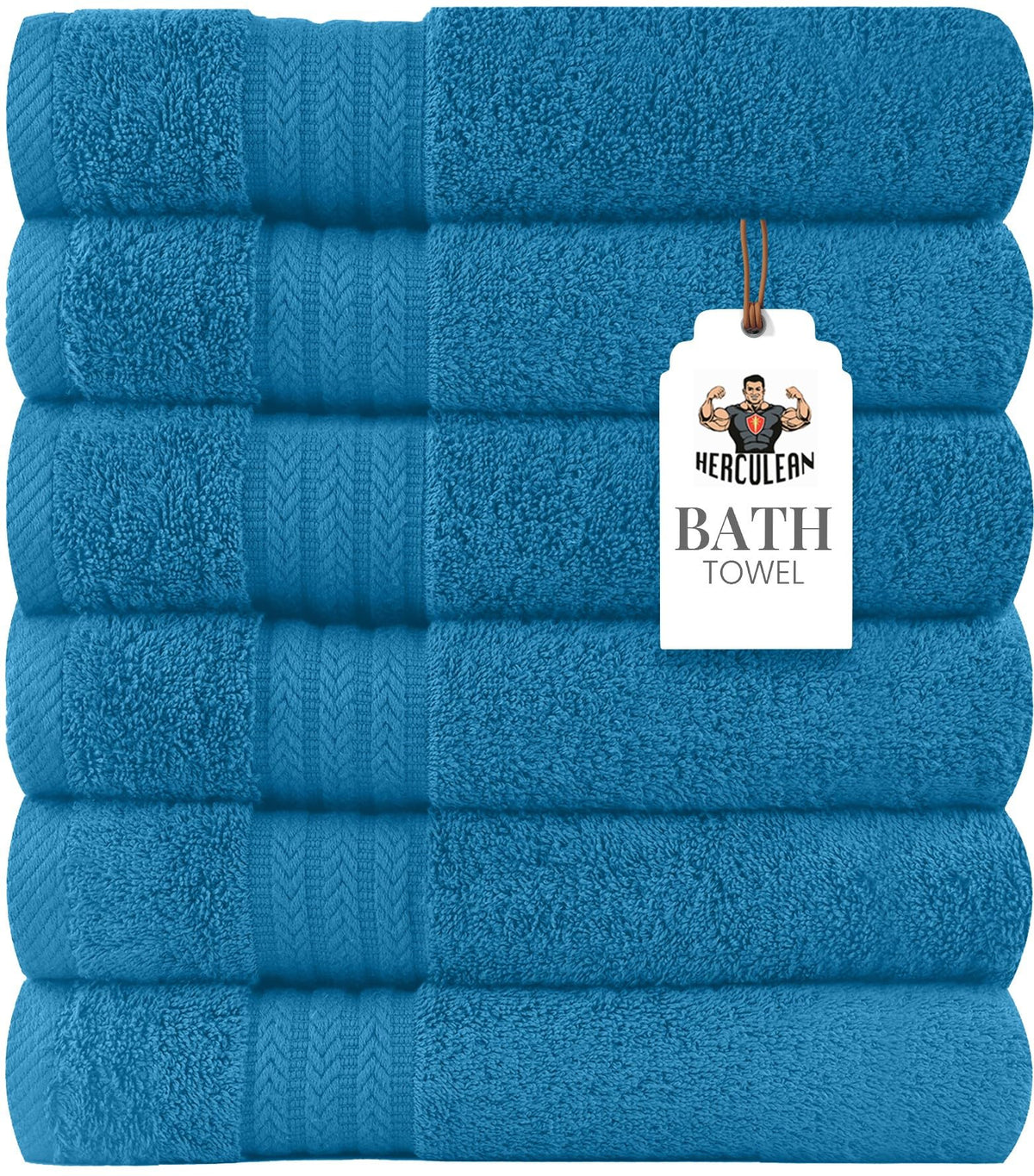 HERCULEAN Premium Bath Towels 24 x 48 Pack of 6 | Quick Dry and Highly Absorbent | 100% Cotton Terry Towels for Bathroom - Perfect for Shower - Pool and Spa - Luxury Soft Towels - Charcoal Grey