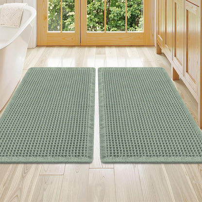 Smiry Waffle Bathroom Rugs Sets 2 Piece (30x20+24x16, Brown)