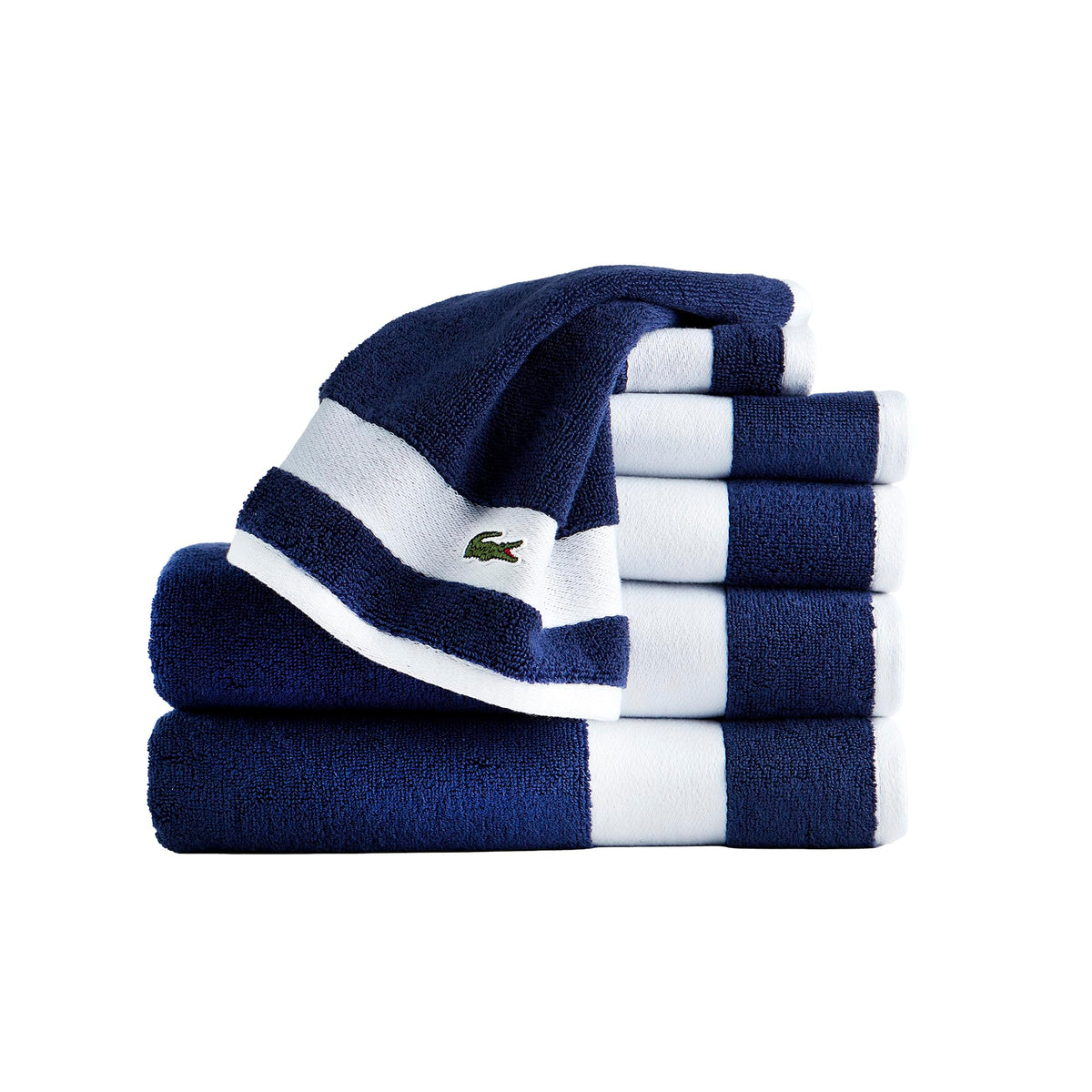 Lacoste Sport Stripe 100% Cotton 6-Piece Towel Set, Meteorite