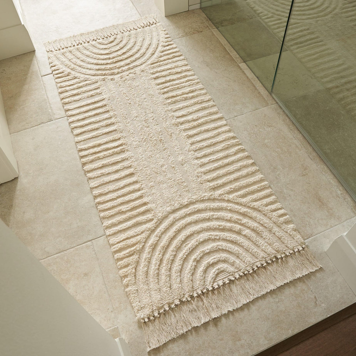 KIBAGA Beautiful Boho Rug with Tassels for Bathroom - Soft 2x3 ft Cotton