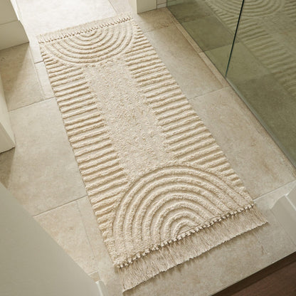 KIBAGA Beautiful Boho Rug with Tassels for Bathroom - Soft 2x3 ft Cotton
