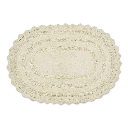 DII Crochet Collection Reversible Bath Mat, Small Oval, 17x24, Dark Green