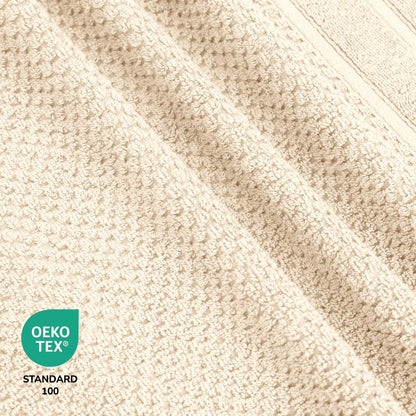 Feather & Stitch 100% Cotton 625 GSM Bath Towel Set of 6, Ultra Soft Highly Absorbent 2 Bath Towels, 2 Hand Towels & 2 Washcloth - Luxury Quick Dry Shower Towels (Ivory)