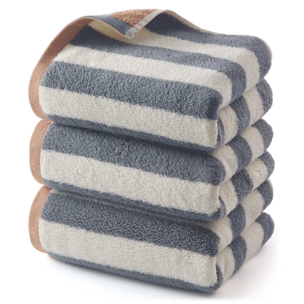 REDKISS Striped Hand Towels for Bathroom, Kitchen Decor, Guest Use, Ultra Soft and Highly Absorbent for Kids Adults, 100% Cotton, 12” x 28”, 3 Pack
