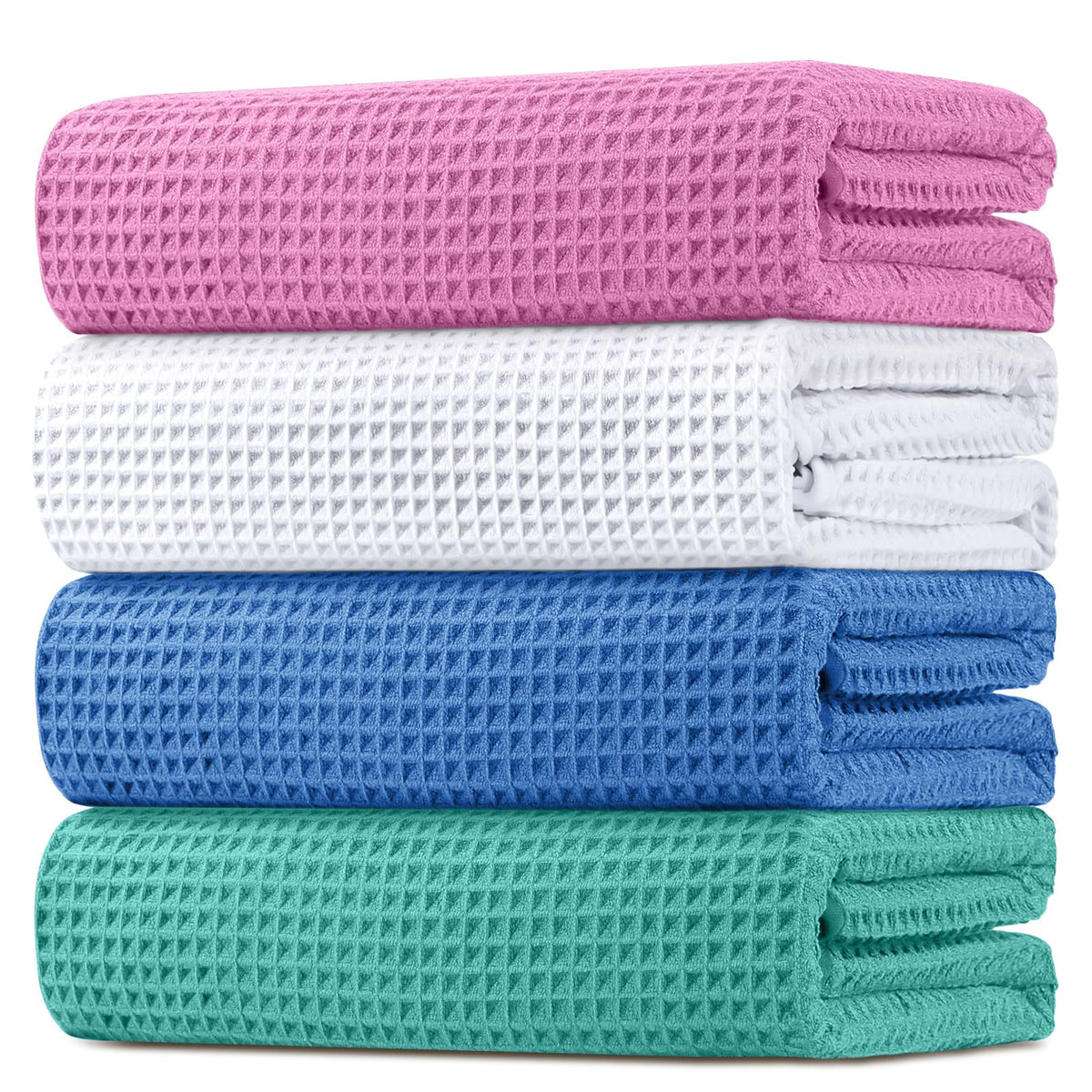 HOMEXCEL Black Waffle Bath Towels Set of 4 Pack, Waffle Towels for Bathroom