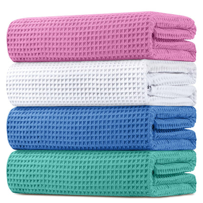 HOMEXCEL Black Waffle Bath Towels Set of 4 Pack, Waffle Towels for Bathroom