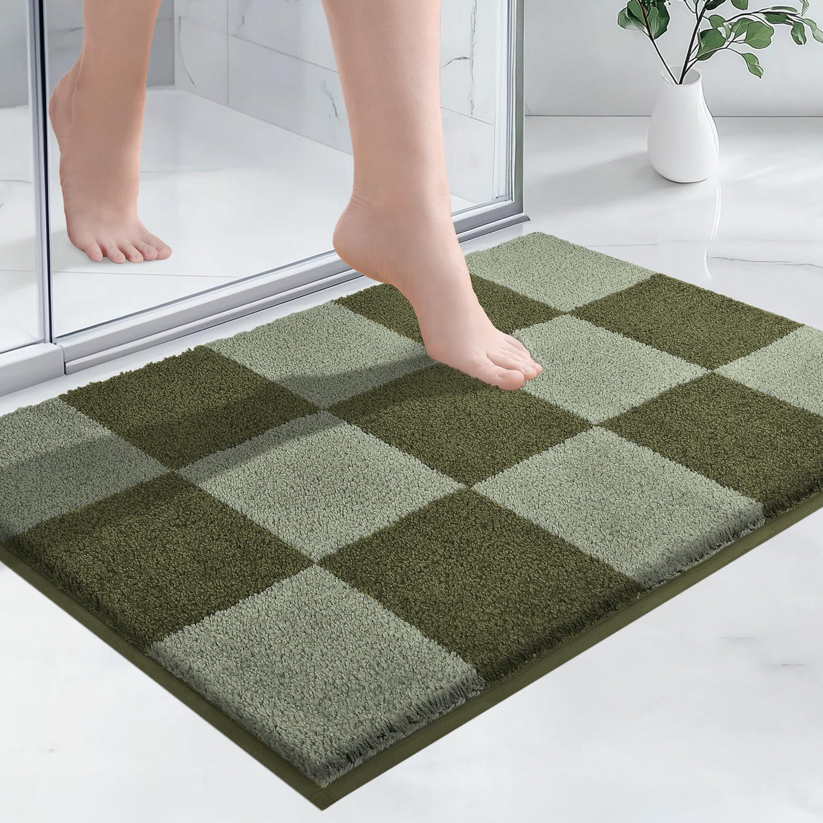 PURRUGS Bathroom Rug Non-Slip Machine Washable 24" x 36", Super Absorbent and Quick-Dry Bath Mat, Extra Soft and Plush Bath Rug for Shower, Bathtub and Sink, Grayish Brown & Coffee