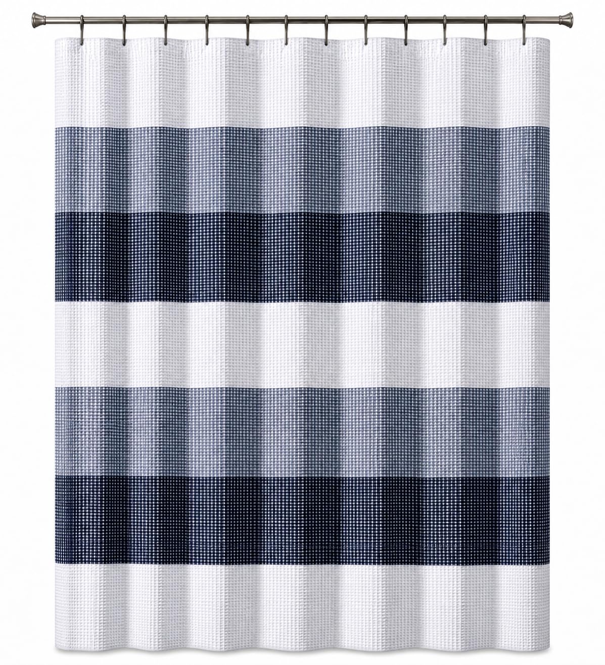 Dainty Home Ombre Waffle Weave Shower Curtain 70 x 72 Grey Textured Fabric Shower Curtain, Hotel Style Waffle Weave Bathroom Curtain, Water Resistant Polyester Ombre Shower Curtain