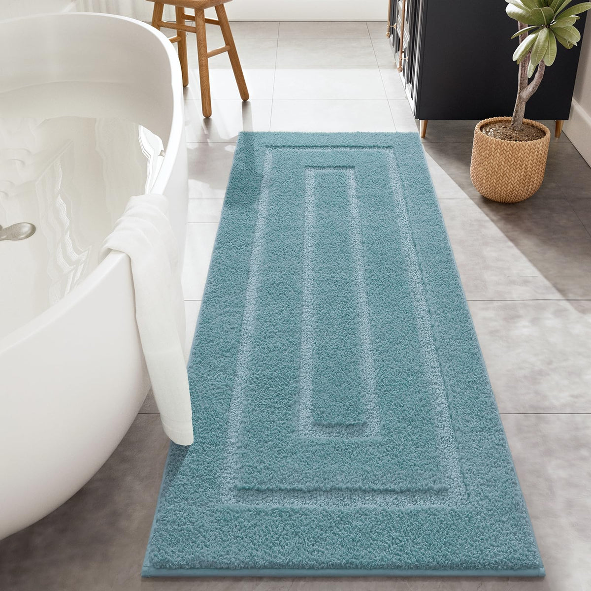 HOMORE Black Bathroom Rug 24x60 Inch Soft Absorbent Bathroom Runner Rug