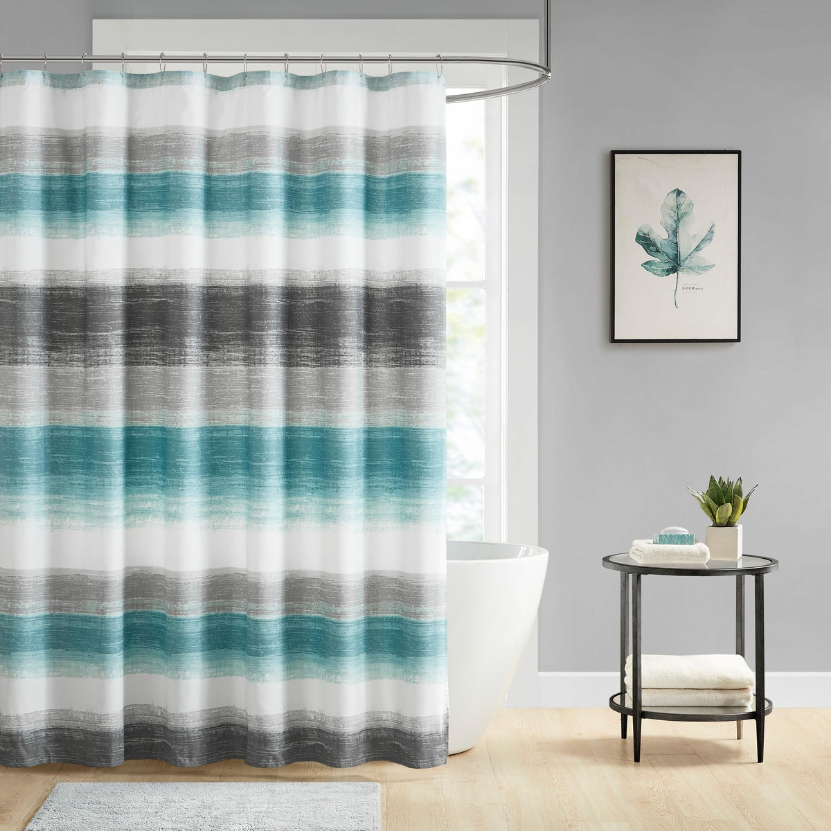 Madison Park Saben Shower Curtain for Bathroom, 72 x 72, Taupe/Black