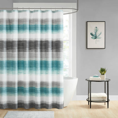 Madison Park Saben Shower Curtain for Bathroom, 72 x 72, Taupe/Black