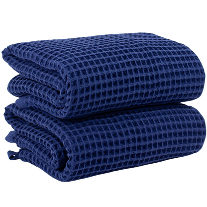 PÜSKÜL Natural 100% Turkish Cotton Waffle Hand and Kitchen Towels Set of 3