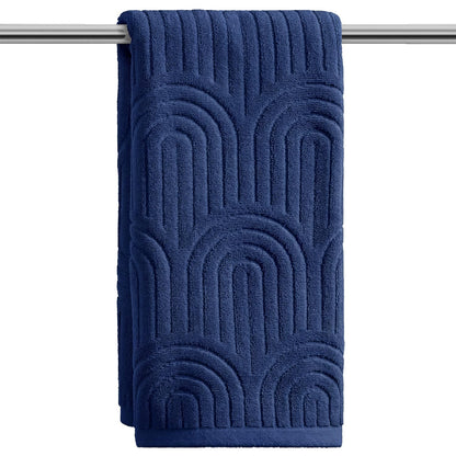 Artoid Mode 2 Pcs Caramel 3D Arched Stripes Jacquard Hand Towels for Bathroom, 100% Cotton Soft Absorbent Bathroom Decor Towels, 13.7 x 29.5 Inch