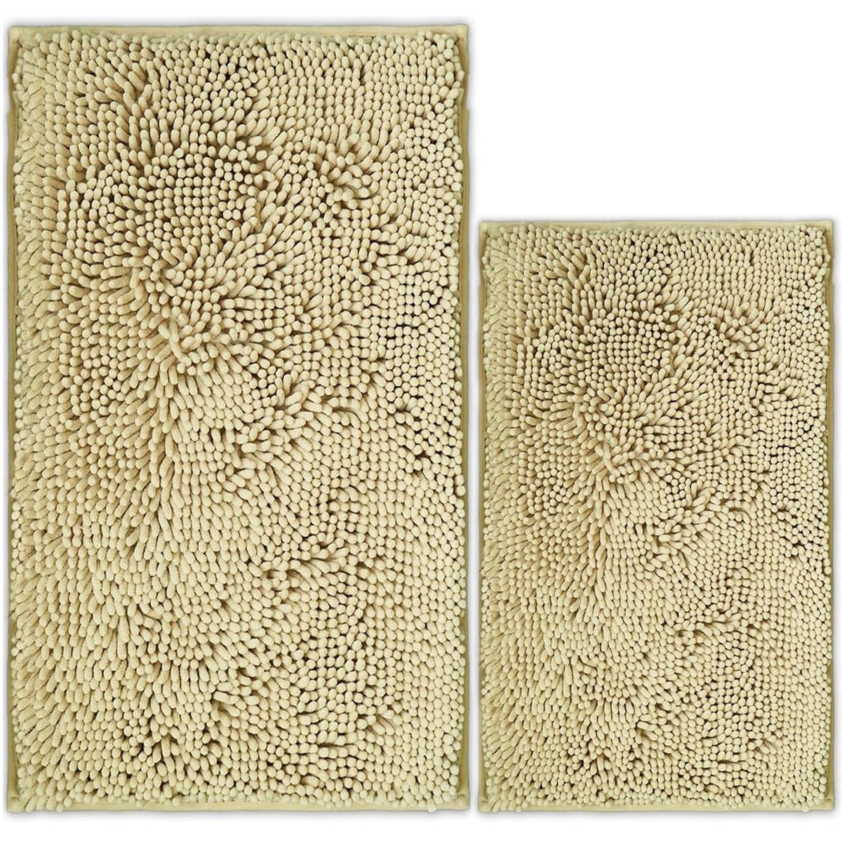 Bathroom Rugs Chenille Bath mat 2 Piece Set, Super Absorbent, Strong PVC Non Slip Backing, Bath mats for Bathroom, Plush Shaggy, Thick, Machine Washable, Bathtub, Toilet.(Light Grey)