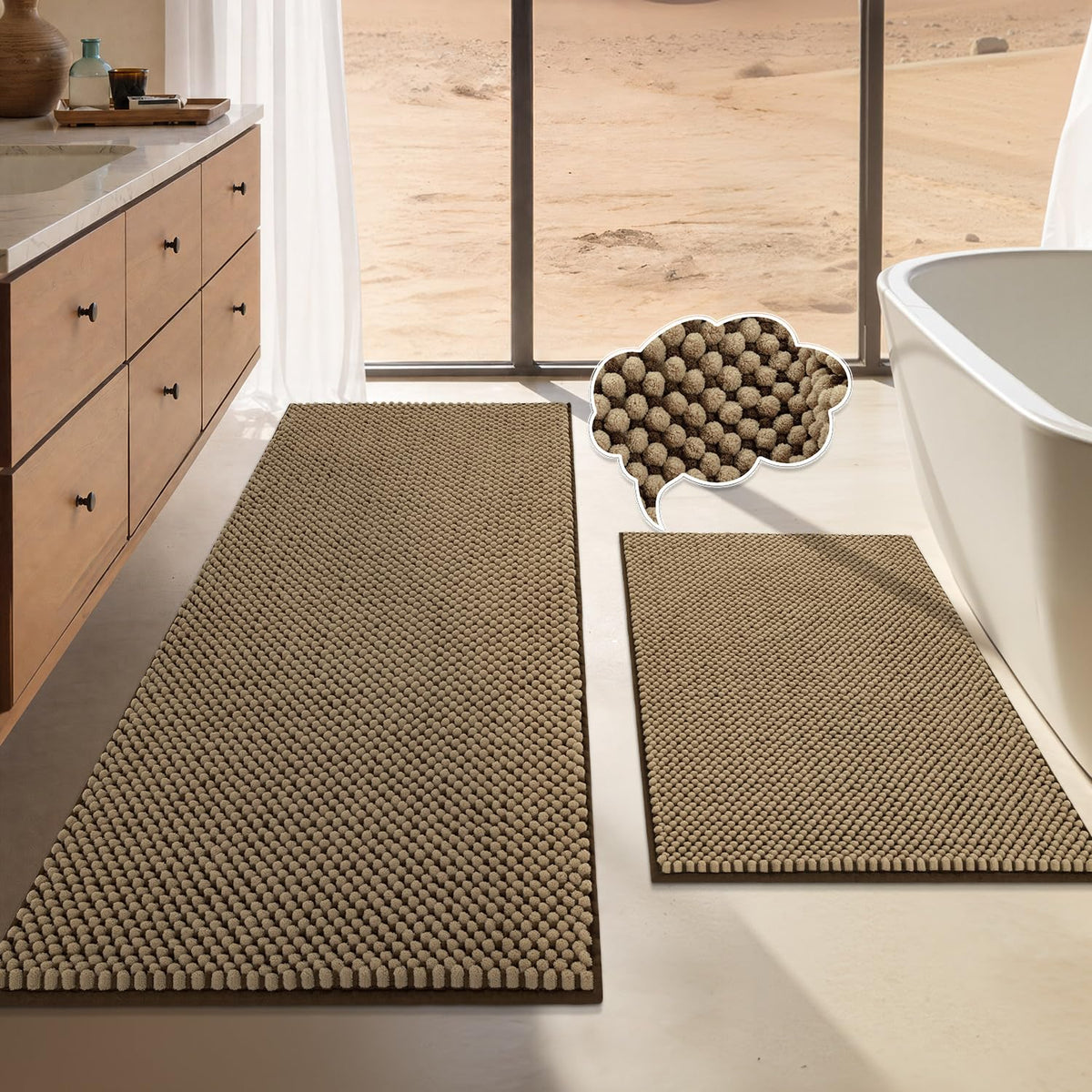BSICPRO Bathroom Rugs Set 2 Piece, Light Blue, 20"x32" + 16"x24"