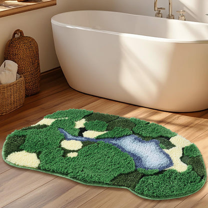 Green Floral Moss Bathroom Rug Bath Mat Soft Cute Rugs 20"x32"